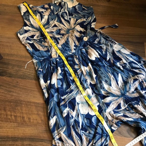 Vintage TALL GIRL jumpsuit one piece tropical floral extra wide flowy legs - Picture 14 of 16